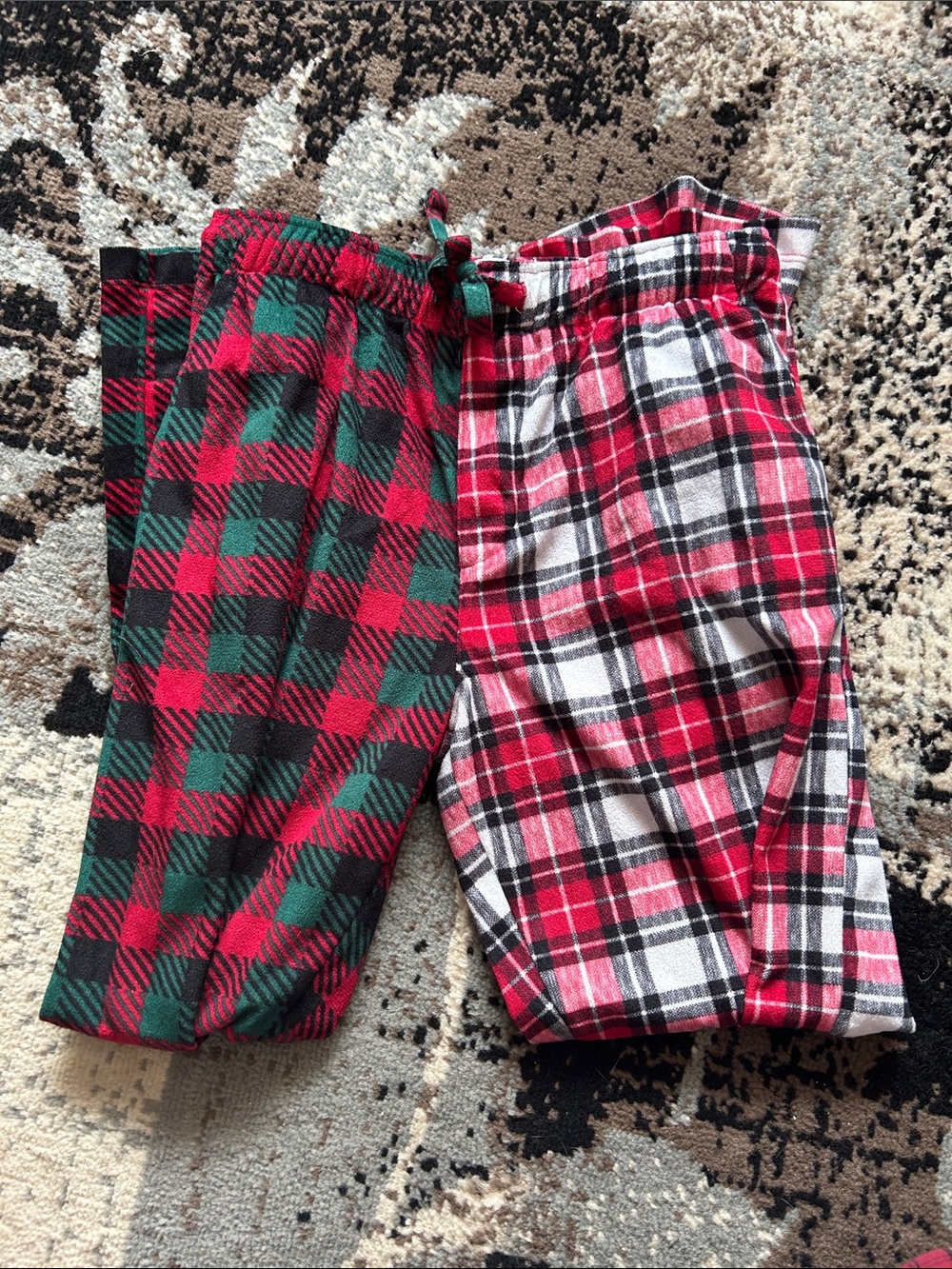 Club Room Two-Tone Plaid Flannel Lounge Pants - Red/Green & Red/White